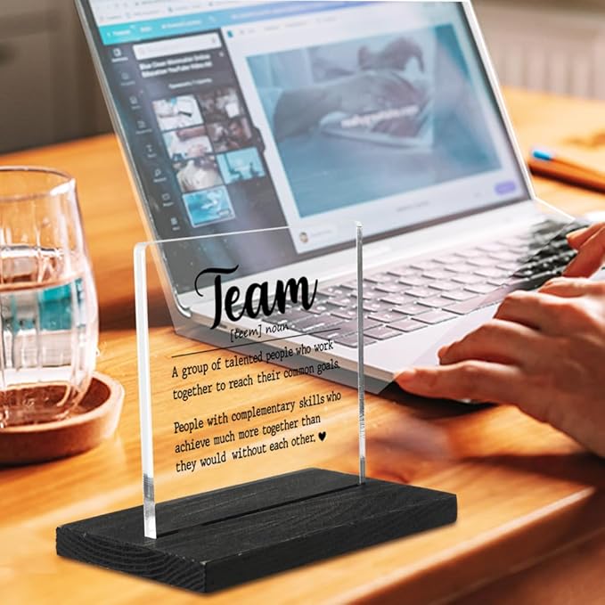 Team Gifts for Employees, Team Definition Teamwork Sign, Motivational Quotes for Desk, Inspiration Work Gifts, Desk Coworker Gifts for Women Office Work Bestie Gifts for Women YTZ76 - LeafyLoom