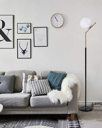Hsyile Lighting KU300207 Modern Creative White Glass Ball Floor Lamp for Living Room,Bedroom,Office,Hotel,1 Light - LeafyLoom