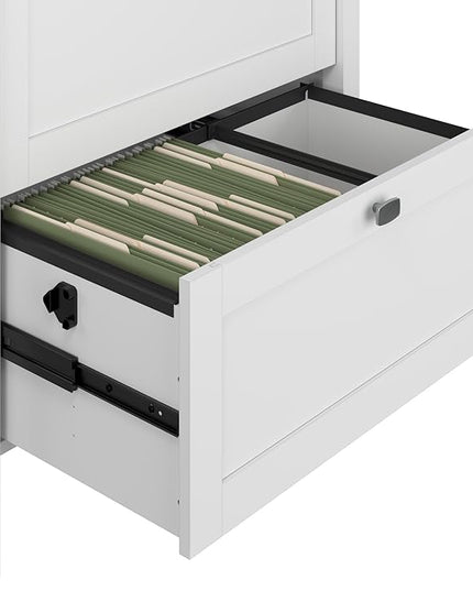 Bush Furniture Broadview 2 Drawer Lateral File Cabinet in Pure White - LeafyLoom