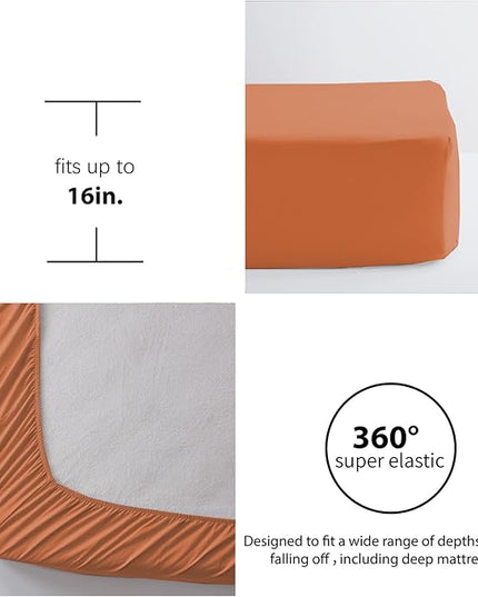 Anluoer King Bed in a Bag 7 Pieces, Burnt Orange Tufted Comforter Set with comforters and sheets, All Season Bedding Sets with 1 Comforter, 2 PillowShams, 2 Pillowcases, 1 Flat Sheet, 1 Fitted Sheet - LeafyLoom