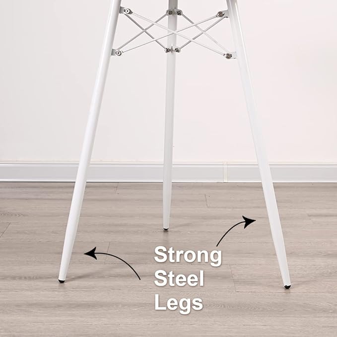 Small White Round Dining Table for 2 Bistro Table Dia 23.6" Simple Modern Round Table with Wood Top Metal Legs for Small Place Home Kitchen Cafe Office Conference - LeafyLoom