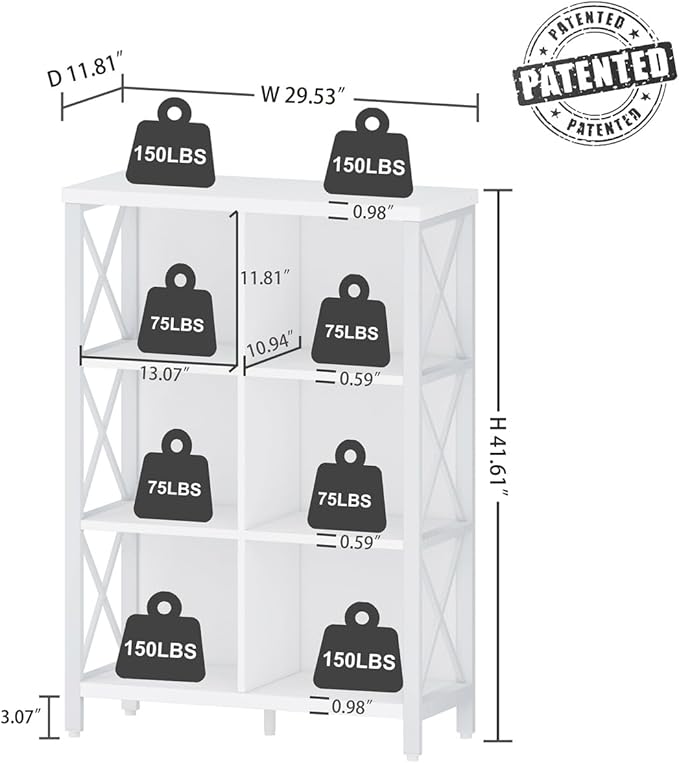 FATORRI 6 Cube Storage Organizer Shelf, Wood and Metal Cubby Bookcase, Modern Cube Bookshelf (White Oak) - LeafyLoom