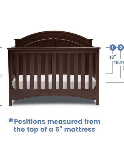 Delta Children Perry 6-in-1 Convertible Crib - Greenguard Gold Certified, Walnut Espresso - LeafyLoom