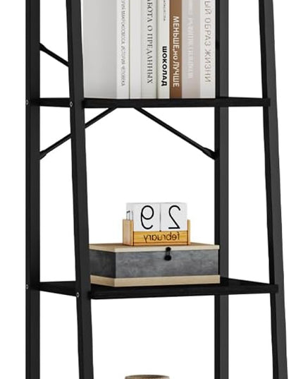 Narrow Bookshelf Bookcase with Drawer, Ladder Shelf with 2 Hooks, Bookshelves Storage Organizer, Freestanding Display Standing for Home Office, Bedroom, 6 Tier Black BC19604B - LeafyLoom