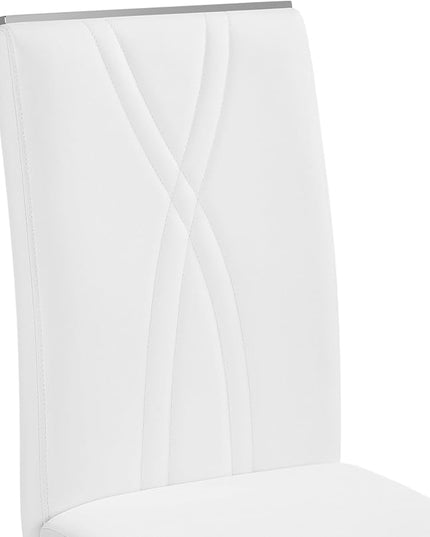 Yaheetech Dining Chairs Set of 6 Modern Dining Room Chairs Kitchen Chairs with Faux Leather Seat, Solid Legs and High Back for Dining Room, Kitchen, White - LeafyLoom
