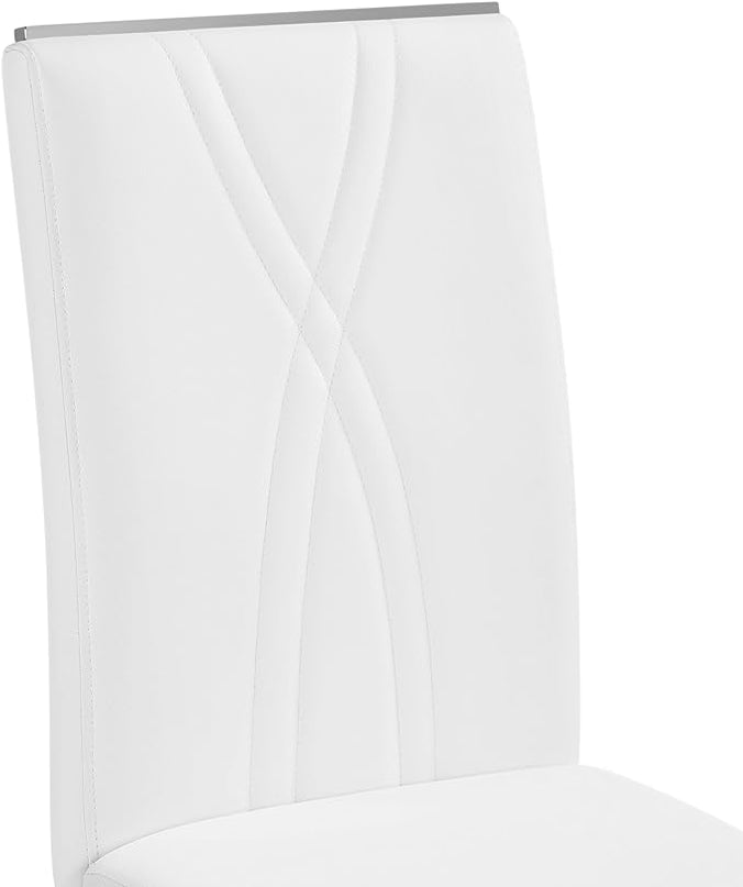 Yaheetech Dining Chairs Set of 4 Modern Dining Room Chairs Kitchen Chairs with Faux Leather Seat, Solid Legs and High Back for Dining Room, Kitchen, White - LeafyLoom