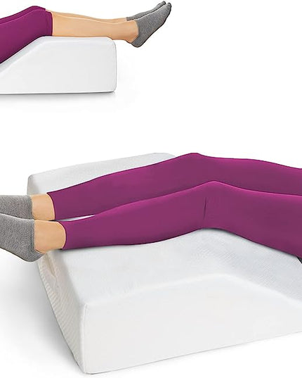 Leg Elevation Wedge Pillow for Sleeping, After Surgery | Memory Foam | Relieves Foot and Ankle Injury, Legs, Hip, and Knee Pain, Improves Blood Circulation, 8 Inch - LeafyLoom