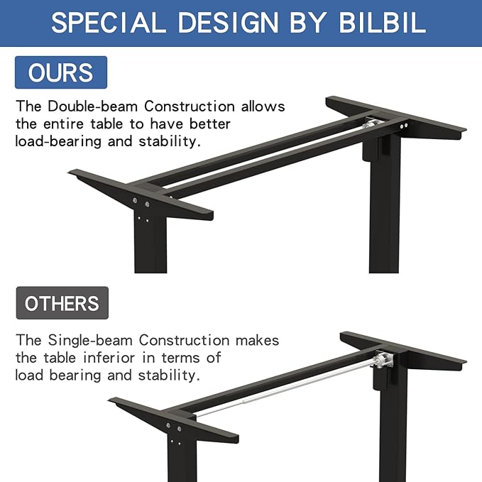 Adjustable Height Electric Standing Desk - 63 x 30 Inch Sit Stand Computer Desk with Splice Board, Stand Up Desk Table for Home Office, Black Frame/Black and Rustic Brown Top - LeafyLoom