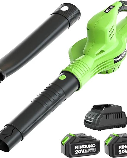 Cordless Leaf Blower, 150MPH Handheld Electric Leaf Blower with 2 x4.0Ah Battery and Charger, 2 Speed Modes, 20V Lightweight Battery Operated Leaf Blowers for Lawn Care, Patio, Blowing Leaves and Snow - LeafyLoom