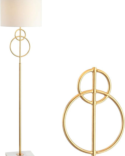 JONATHAN Y JYL1097A Haines 60" Modern Circle Marble/Metal LED Floor Lamp Classic,Glam,Transitional for Bedrooms, Living Room, Office, Reading, Gold - LeafyLoom