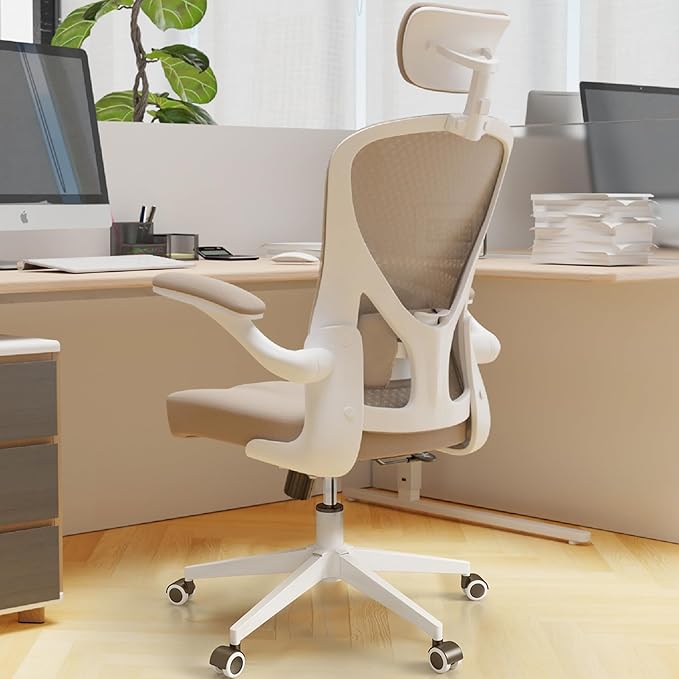 Ergonomic Office Chair - Comfy Desk Chairs with Wheels and Arms, 500LB Heavy Duty Mesh Computer Chairs with Comfortable Head Lumbar Back Support for Office, Bedroom, College Dorm and Study - LeafyLoom