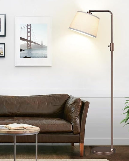 【Upgraded】 Dimmable Floor Lamp, 1000 Lumens LED Edison Bulb Included, Arc Floor Lamps for Living Room Modern Standing Lamp with Shade, Tall Lamps for Living Room Bedroom Office Dining Room - Brown - LeafyLoom