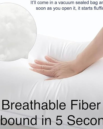 QUBA LINEN Queen Size Bed Pillows - Set of 2, Medium Density, Soft and Supportive for Back, Side, and Stomach Sleepers (Queen (Pack of 2)) (White, Pack of 2) - LeafyLoom