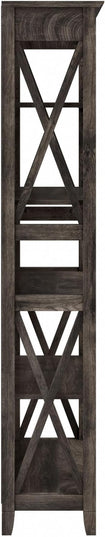 Bush Furniture Key West Tall 5 Shelf Bookcase in Dark Gray Hickory - LeafyLoom