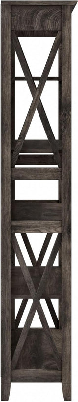 Bush Furniture Key West Tall 5 Shelf Bookcase in Dark Gray Hickory - LeafyLoom