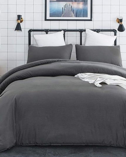 Deep Grey Comforter Set Queen Dark Gray Bedding Set Teens Adult Solid Gray Color Bedding Set 3 Pieces with 2 Pillowcases Women Lightweight Durable Full Blanket Quilts Set Gray Bed Comforter - LeafyLoom