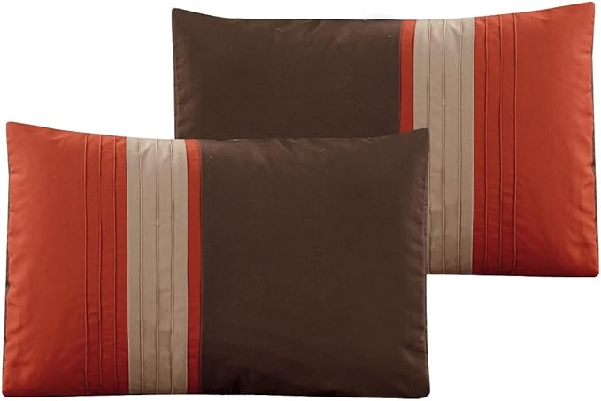 Chezmoi Collection Napa 7-Piece Luxury Autumn Leaves Scroll Embroidery Bedding Comforter Set (California King, Rust Orange/Brown/Taupe) - LeafyLoom