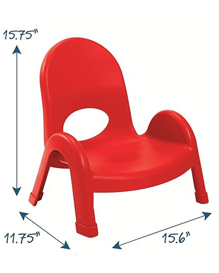Children's Factory Angeles Value Stack Kids Chair, Preschool/Homeschool/Daycare Furniture, Flexible Seating Classroom Furniture for Toddlers, Red, 5" (AB7705PR) - LeafyLoom