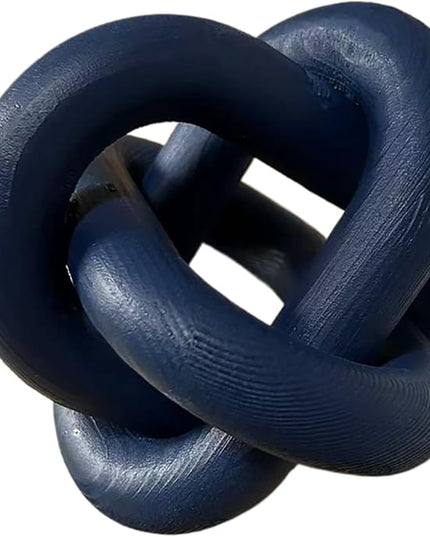 Wood Knot Decor -Coffee Table Decor Shelf Decor Table Books Hand Carved Home Decoration Boho Country Rustic Modern Shabby Chic Style Decor 3 Link Wooden Knot Chain Link Decor (Navy Blue) - LeafyLoom