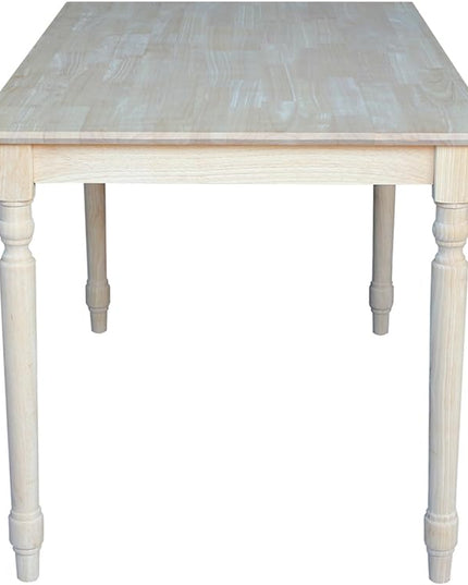 International Concepts Table Top Solid with Wood Standard Height Turned Legs, 30 by 48-Inch, Unfinished - LeafyLoom