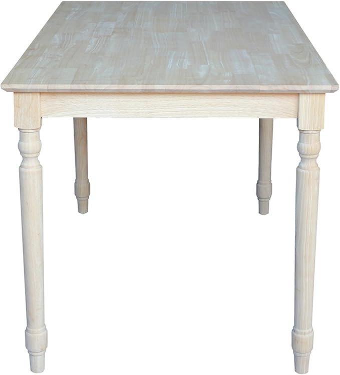 International Concepts Table Top Solid with Wood Standard Height Turned Legs, 30 by 48-Inch, Unfinished - LeafyLoom