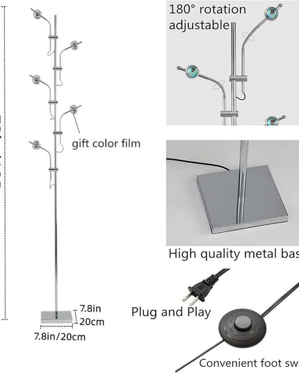 Sunset Projection Floor lamp Unique 5 Head Floor lamp Color for Living Room Background Decorative Adjustable Sunset lamp Modern LED Tall Lamp Bed Room Galvanized Chrome Floor lamp - LeafyLoom