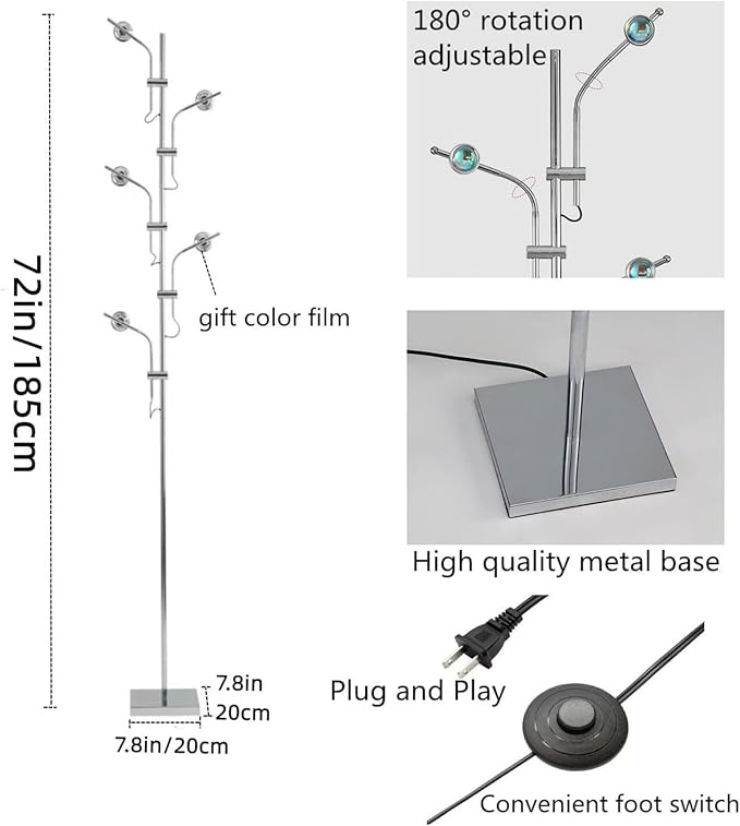 Sunset Projection Floor lamp Unique 5 Head Floor lamp Color for Living Room Background Decorative Adjustable Sunset lamp Modern LED Tall Lamp Bed Room Galvanized Chrome Floor lamp - LeafyLoom