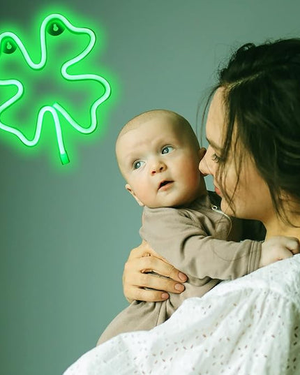 Neon Signs Shamrocks Shaped St. Patrick's Day decorations, Green LED Clover Neon Lights for Wall Decor Battery/USB Operated Night Lights Bar Lamp for Home, Christmas, Halloween, Bedroom Decor - LeafyLoom