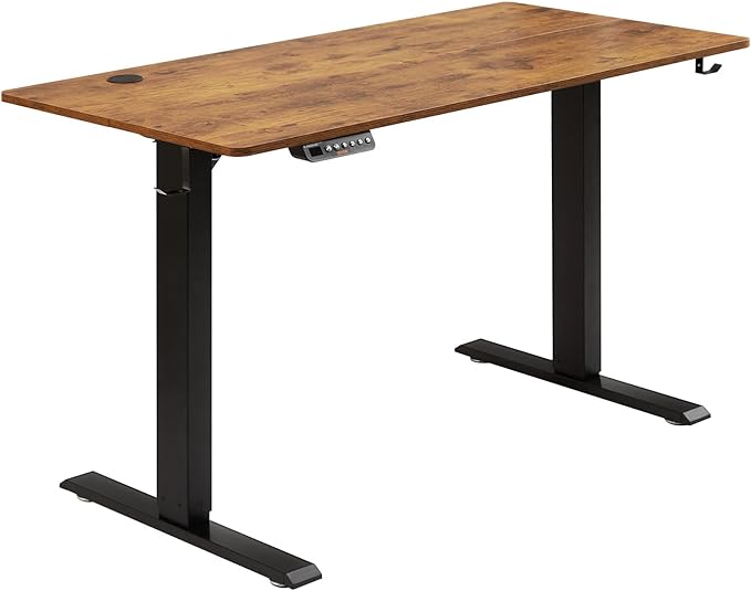 VEVOR Height Adjustable Desk, 55.1 x 23.6 in, 3-Key Modes Electric Standing Desk,Whole Piece Desk Board, Sturdy Dual Metal Frame, Max. Bearing 180 LBS Computer Sit Stand up Desk, for Home and Office - LeafyLoom