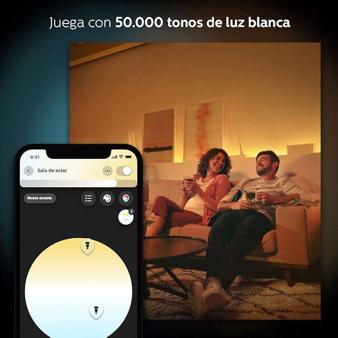 Philips Hue 2-Pack White Ambiance BR30 60W Equivalent Dimmable LED Smart Flood Light (Works with Alexa Apple and Google Assistant) (466508) Philips