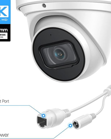 Amcrest 4K POE Security Camera System with 4K 8Ch PoE NVR (4) x 4K (8 Megapixel) Turret IP POE Cameras (3840x2160) Pre Installed 2TB Hard Drive NV4108E-IP8M-T2599EW4-2TB Amcrest