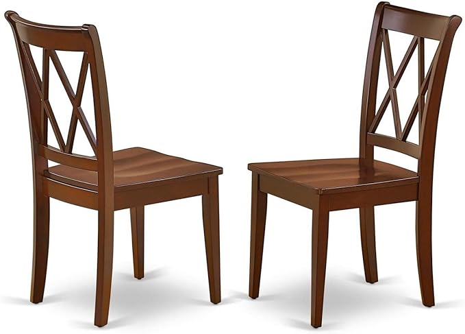 East West Furniture ANCL3-MAH-W Antique 3 Piece Dinette Set for Small Spaces Contains a Round Room Table with Pedestal and 2 Kitchen Dining Chairs, 36x36 Inch - LeafyLoom