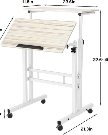 soges 23.6inches Height Adjustable Desk Laptop Desk on The Wheels, Rolling Stand Up Desk Computer Desk Adjustable Standing Desk Sit and Stand Desk Portable Laptop Table, Beige - LeafyLoom