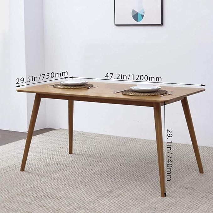 47" Dining Table Kitchen Table Dining Room Table Small Kitchen Table for Small Spaces Table Modern Home Furniture Dinner Table Rectangular (Natural) - LeafyLoom