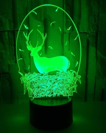 Christmas Deer Acrylic 3D Night Lights USB LED Table Lamp Home r2d2 3D Arts Lamp - 7 Colors Changing Bedroom Decor Business Gifts for Elders (Deer Head) - LeafyLoom