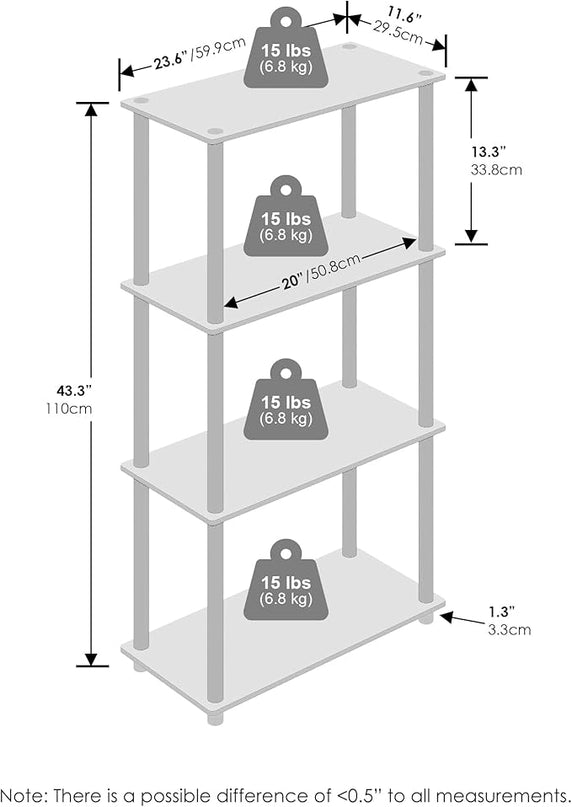 Furinno Turn-N-Tube 4-Tier Multipurpose Shelf Display Rack, Shelving Unit, Bookcase, Espresso/Black - LeafyLoom