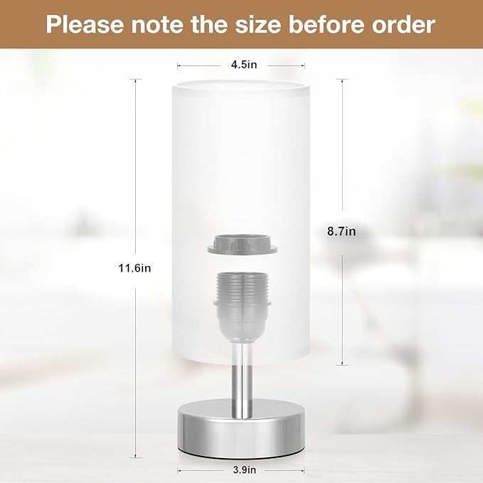 Small Table Lamp for Bedroom - Bedside Lamps for Night Stands, Minimalist Nightstand Light Lamp, Desk Lamps for Reading Room, Kids Room, Living Room, Office, Dorm - LeafyLoom