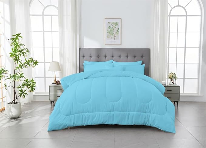 3 Piece Solid Color All Season Bedding Comforter Set Microfiber Soft Lightweight Bedding Set for Kids Teens Adults Room Decor with 1 Comforter and 2 Pillowcases Full - LeafyLoom