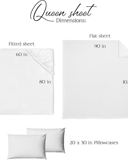 Northwest Ashford Home Essentials Bedding, 4 Piece Queen Size Sheet Set, Optical White - LeafyLoom