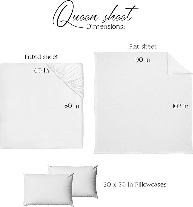 Northwest Ashford Home Essentials Bedding, 4 Piece Queen Size Sheet Set, Optical White - LeafyLoom