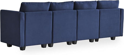 Modern Chenille Fabric U-Shaped 6 Seat Sectional Sleeper Couch with Reversible Chaise Modular Sofa with Storage, Large, Dark Blue - LeafyLoom
