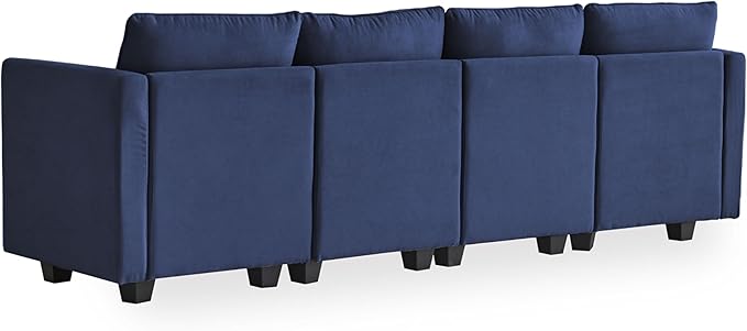 Modern Chenille Fabric U-Shaped 6 Seat Sectional Sleeper Couch with Reversible Chaise Modular Sofa with Storage, Large, Dark Blue - LeafyLoom