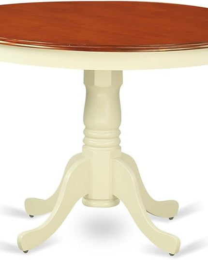 East West Furniture HLWE3-BMK-W Hartland 3 Piece Dinette Set for Small Spaces Contains a Round Table with Pedestal and 2 Dining Chairs, 42x42 Inch - LeafyLoom