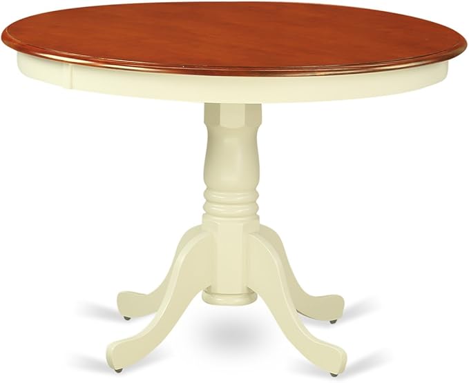 East West Furniture HLWE3-BMK-W Hartland 3 Piece Dinette Set for Small Spaces Contains a Round Table with Pedestal and 2 Dining Chairs, 42x42 Inch - LeafyLoom