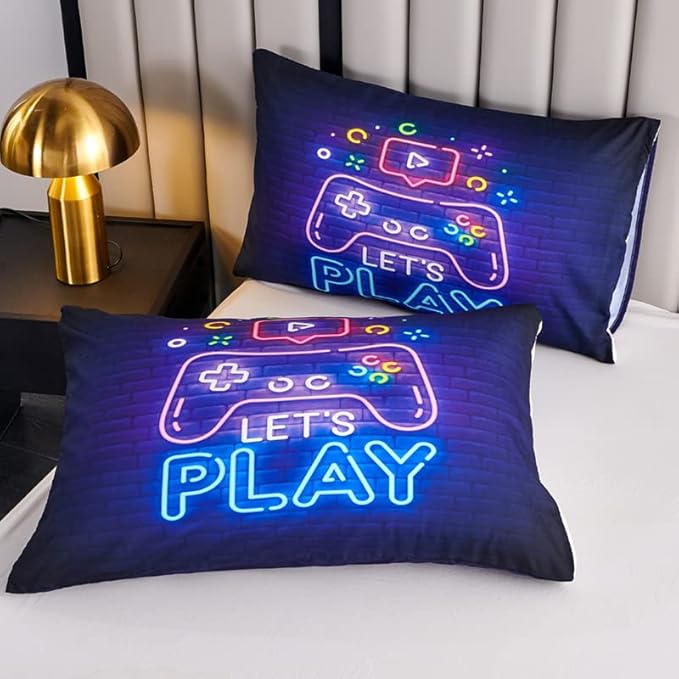 Kids Comforter Set for Boys,Gamer Bedding Sets for Boys,Teen Boy Comforter Set Full,Boys Full Bedding Set,Gaming Comforter Sets Including 1 Gaming Comforter&2 Pillowcases - LeafyLoom
