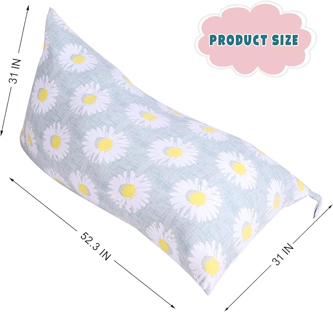Stuffed Animal Storage Bean Bag Chair Cover, Canvas Daisy Plush Toy Storage Stuff and Sit Seat for Kids/Teens/Adults, 52" x 31" Extra Large Triangle Floor Sofa Lounger, 200L/52Gal, Cover Only - LeafyLoom
