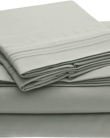 Mellanni Extra Deep Twin Sheets - 3 PC Iconic Collection Bedding Sheets & Pillowcases - Hotel Luxury, Ultra Soft, Cooling Bed Sheets - Extra Deep Pocket up to 21 inch (Twin, Spa Mint) - LeafyLoom