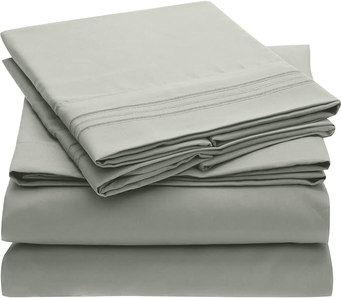 Mellanni Extra Deep Twin Sheets - 3 PC Iconic Collection Bedding Sheets & Pillowcases - Hotel Luxury, Ultra Soft, Cooling Bed Sheets - Extra Deep Pocket up to 21 inch (Twin, Spa Mint) - LeafyLoom