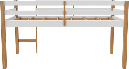 DHP Milton Junior Twin Size Wooden Loft Bed for Kids, Natural - LeafyLoom