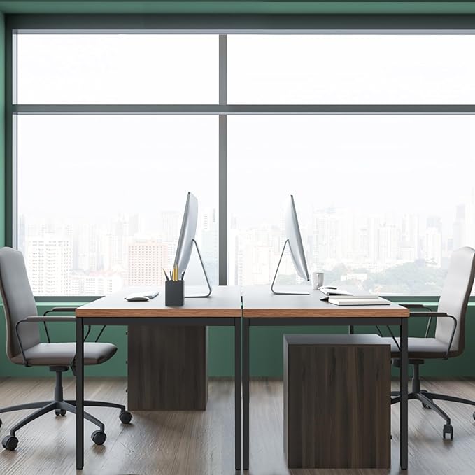 Large Table 24x48 inches Writing Computer Desk Modern Simple Study Desk Industrial Style Laptop Table for Home Office Brown Notebook Desk - LeafyLoom